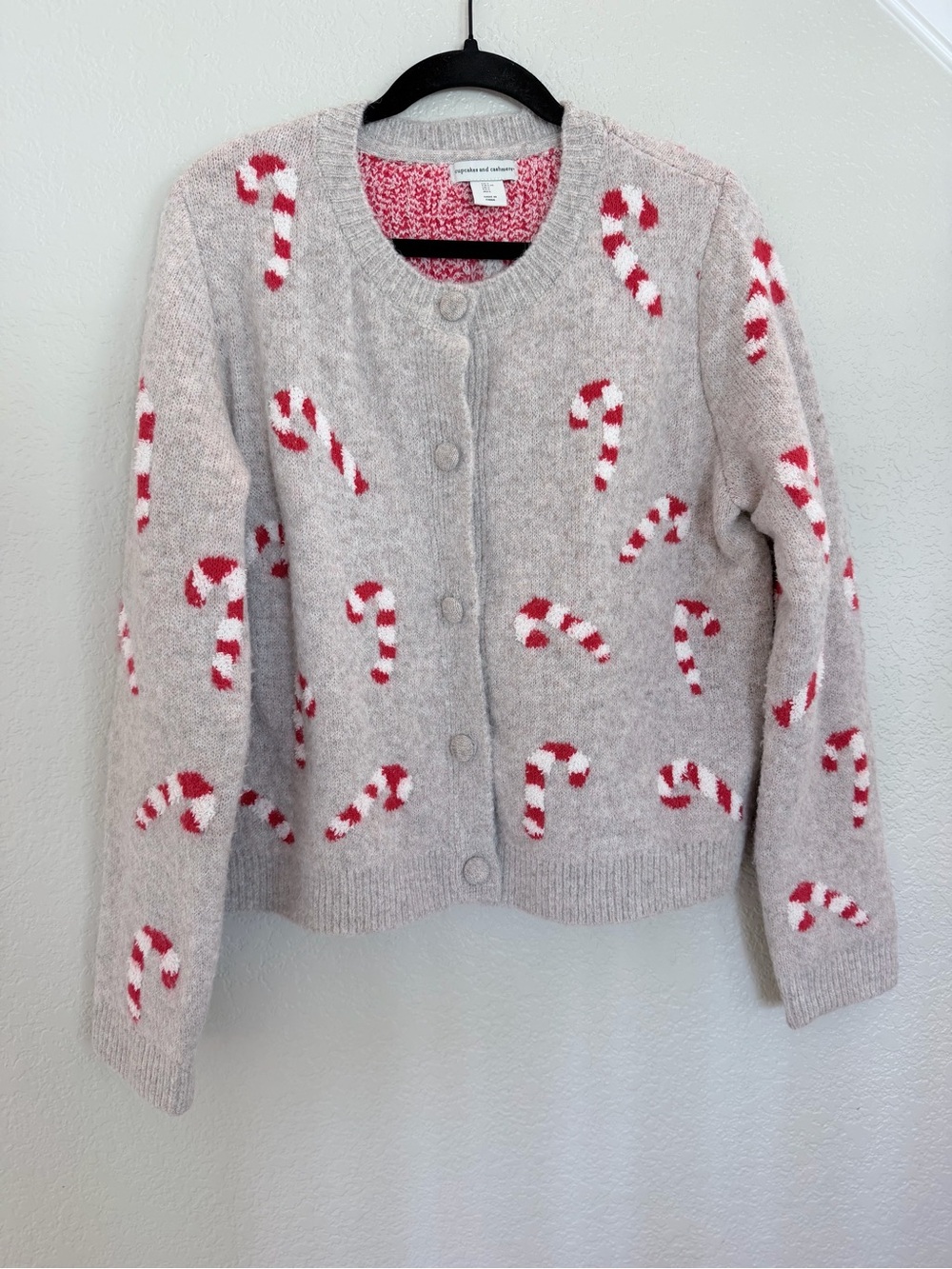 Cupcakes and Cashmere Candy Cane Cardigan Sweater Size L